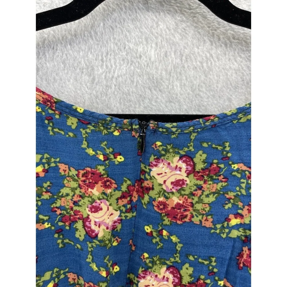 Unbranded Women's Jumpsuit Pants Sleeveless Teal Floral Small Ruffle Front - Image 6