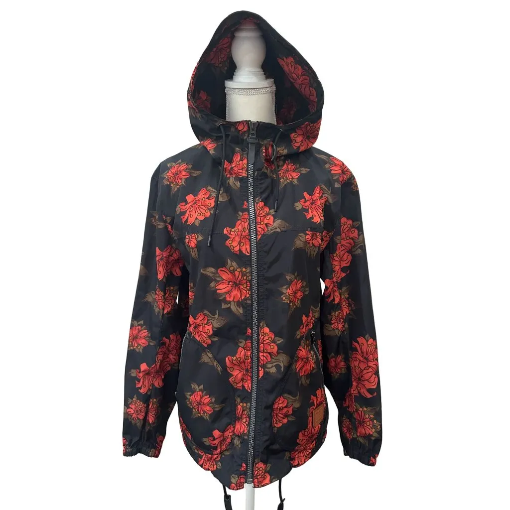 COACH Floral Windbreaker Hoodie Jacket Size Small - Image 7