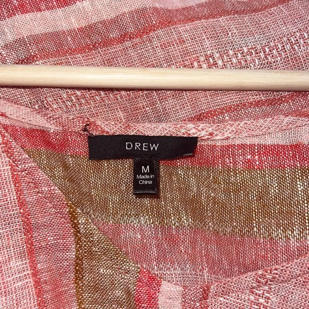 ✨Drew Anthropologie Linen Blend Sleeveless Dress Wrap Orange Striped✨ - Image 6