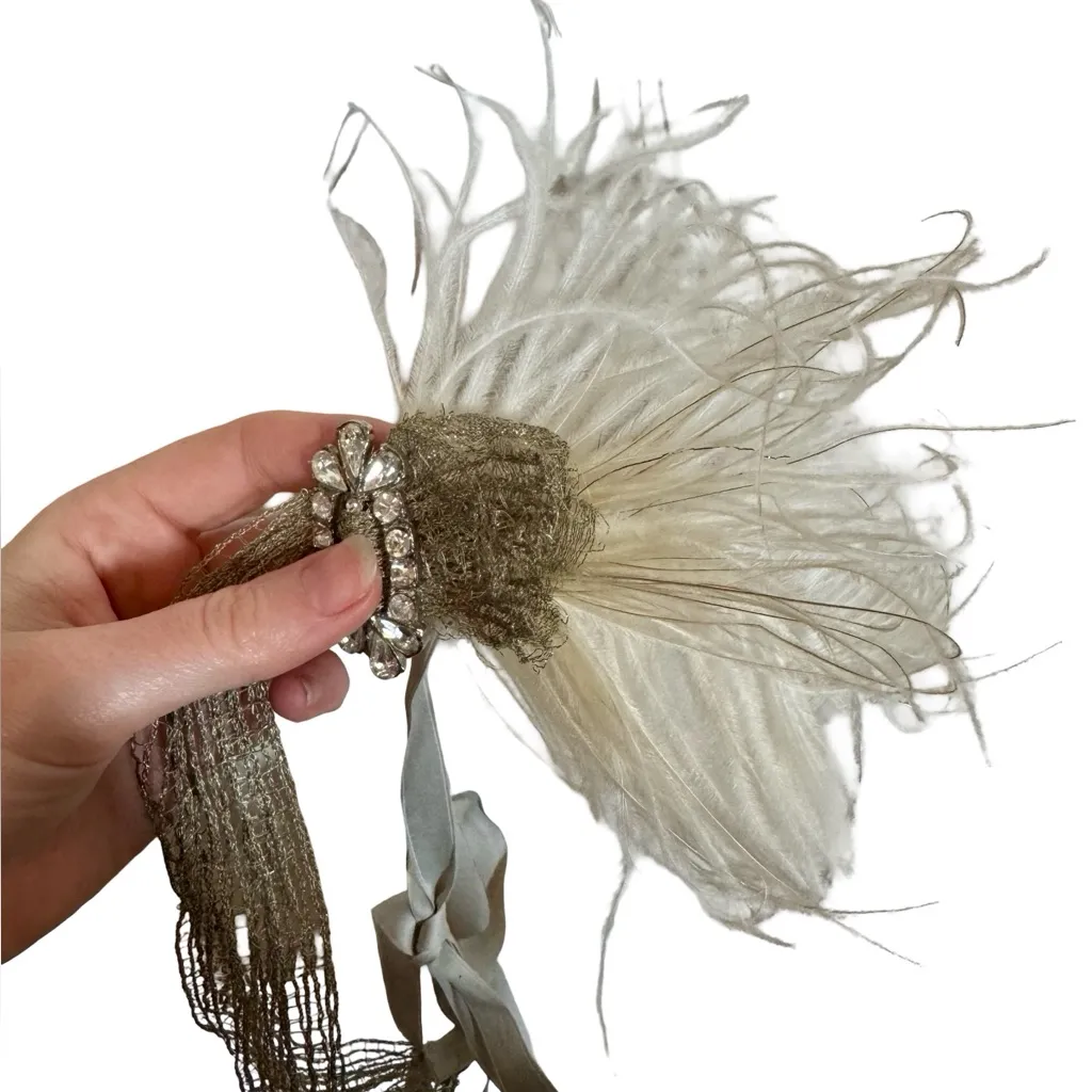 Owllamode 1920s Style Rhinestone Feather Headpiece Flapper Great Gatsby Handmade Gold - Image 7