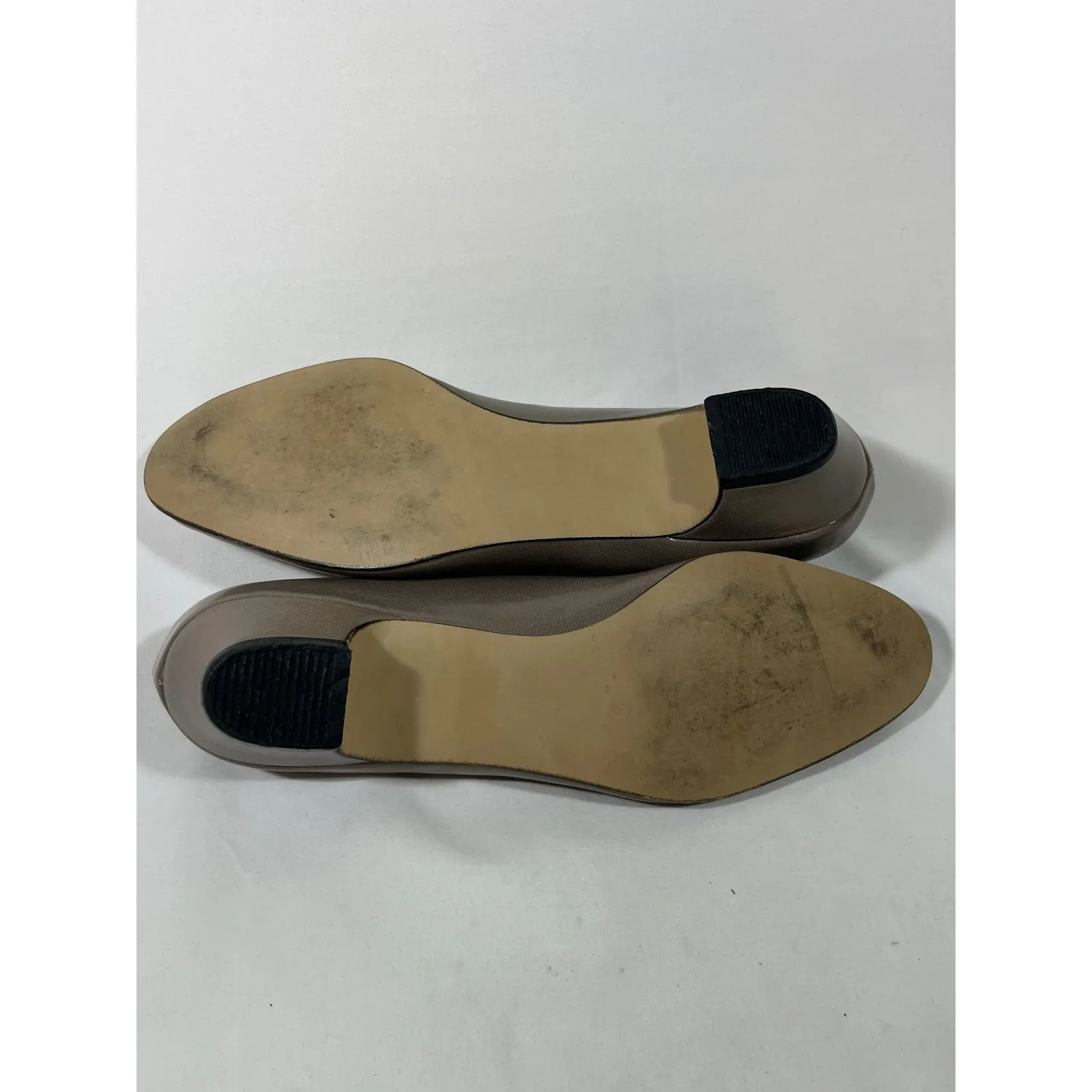 Hush Puppies Women's Taupe Leather Slip On Block Heel Pumps Shoes 9M - Image 8