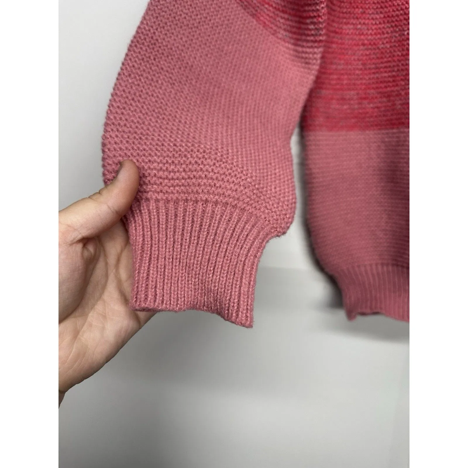 SHEIN Women’s Color Block Sweater Size Large Pink Red White Knit Pullover - Image 3