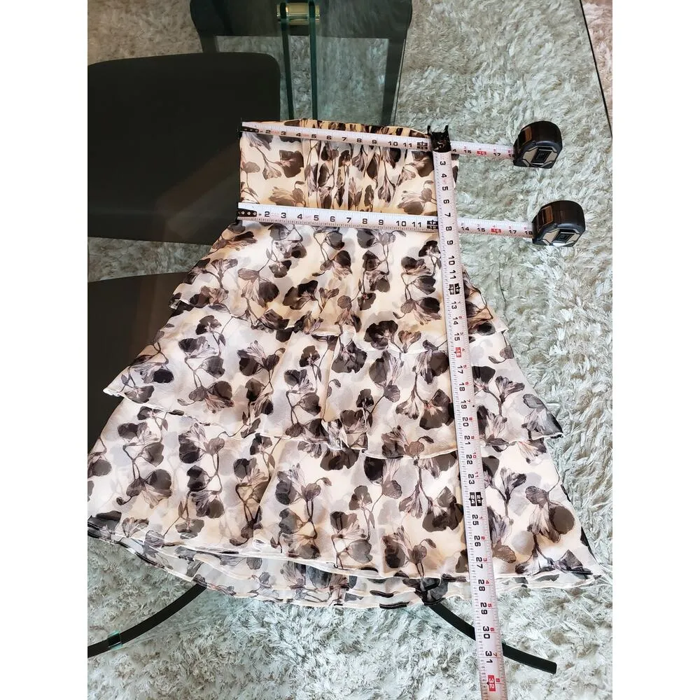 White House Black Market Fit & Flare Dress Womens 2 Floral Silk Off The Shoulder - Image 7