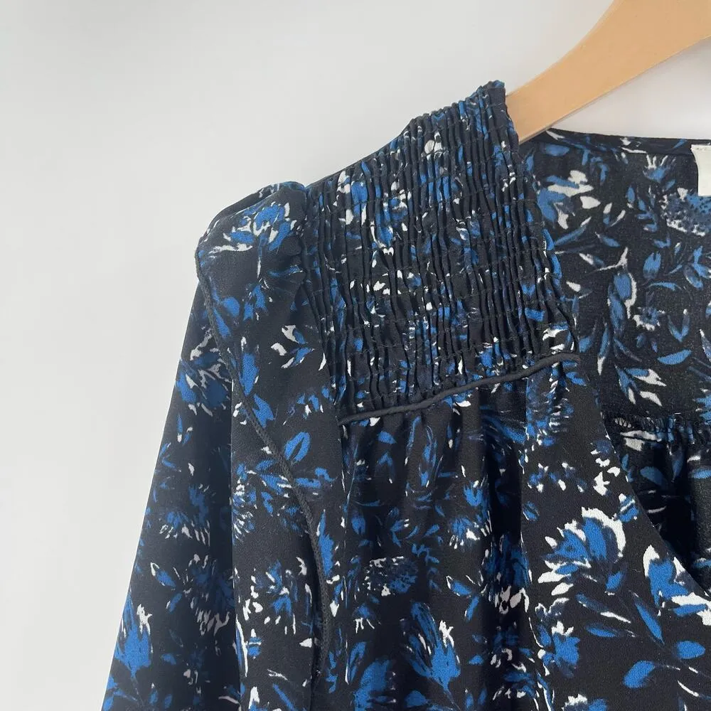 ROAN + RYAN Blouse Size Extra Small Top Evereve Black and Blue Floral Business - Image 7