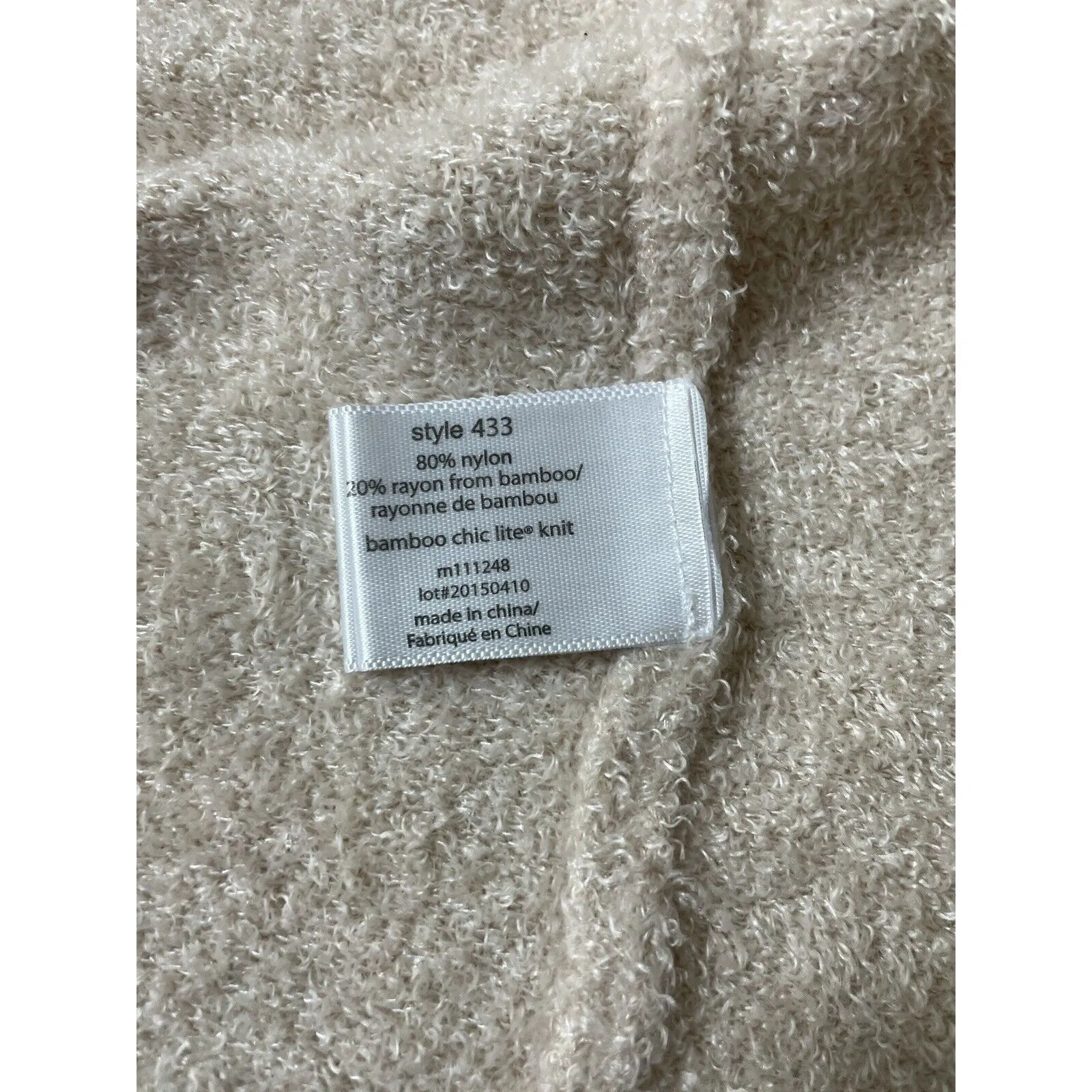 BAREFOOT DREAMS 433 Bamboo Chic Lite One Mile Cardigan Size Medium Cream Blush - Image 8