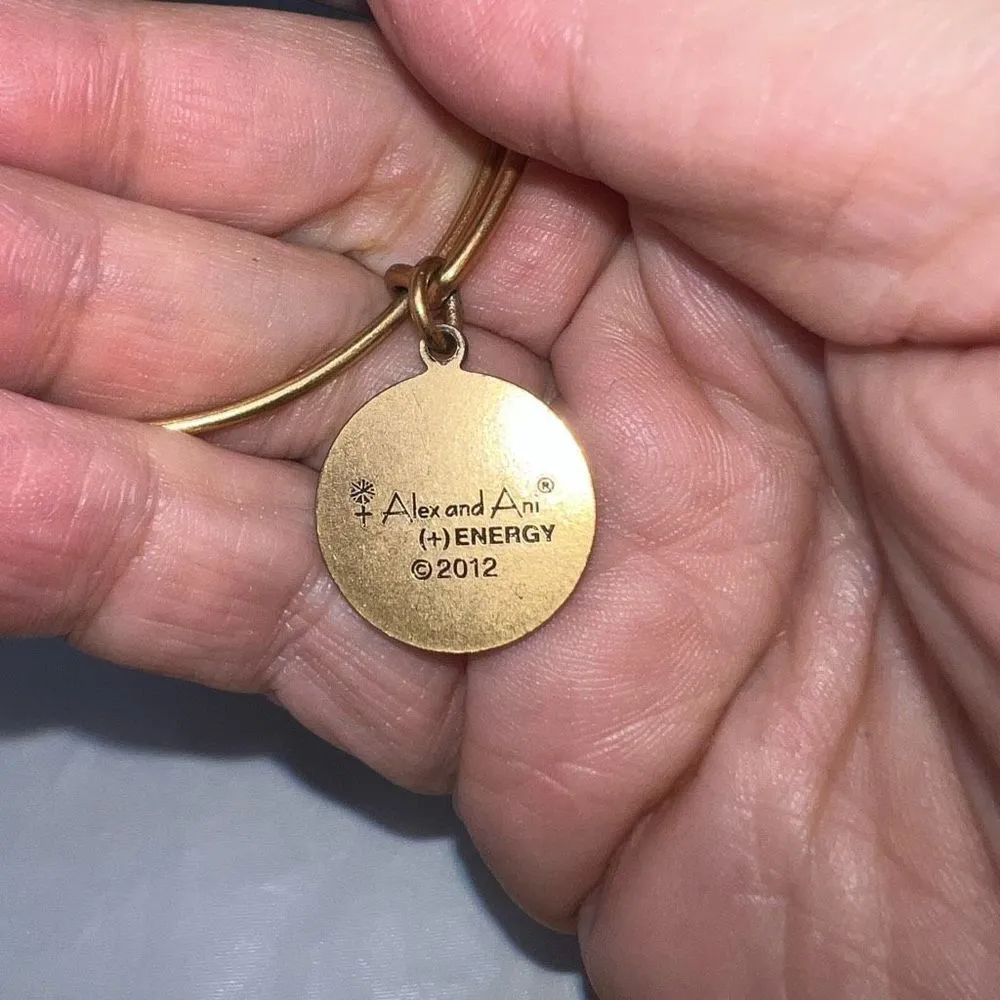 Alex and Ani Elephant Charm Bangle Bracelet Gold‎ Tone RARE RETIRED - Image 4