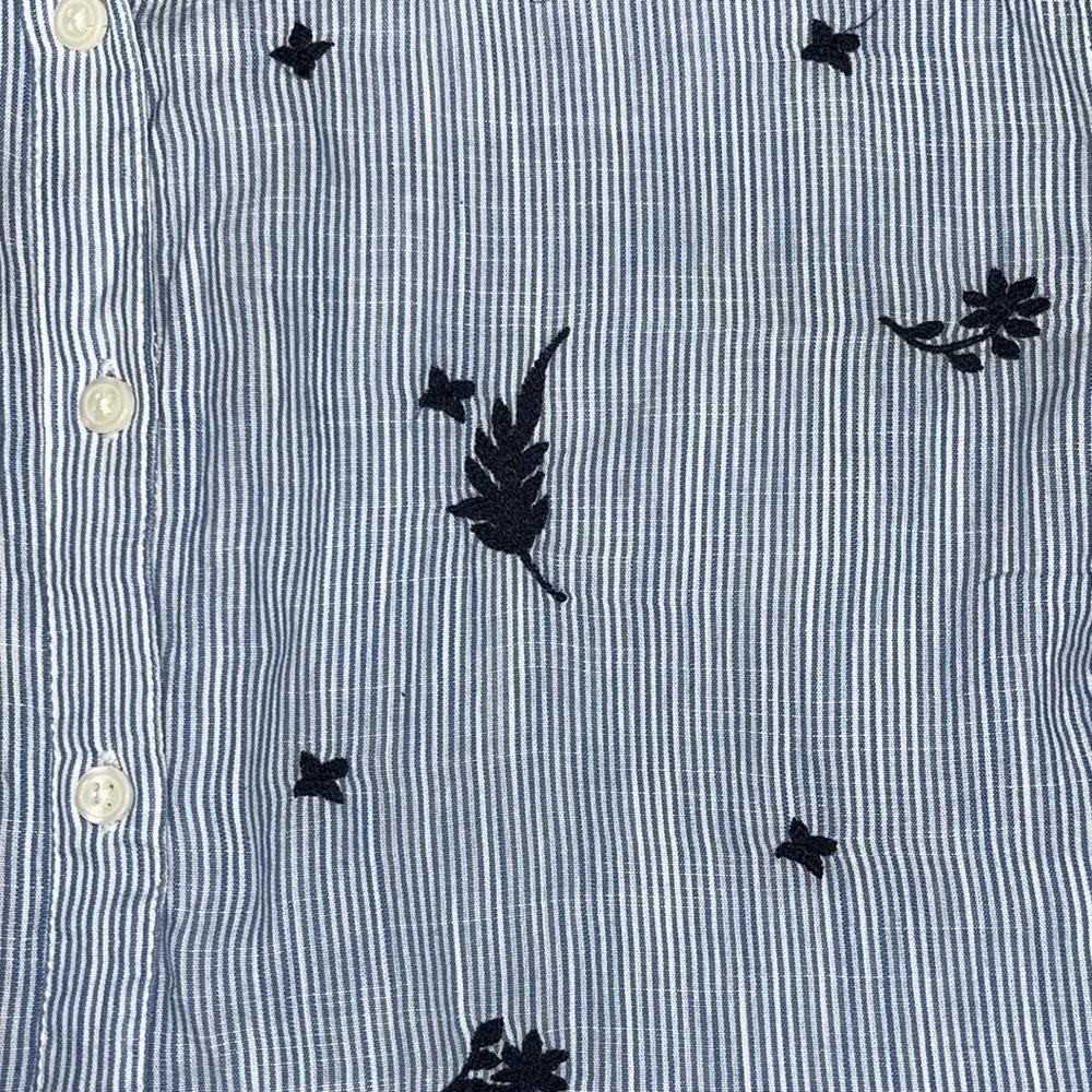 G.H. Bass & Co. NWT Sz XXL Blue & White Stripe Embroidered Button Down Shirt Top - Image 5