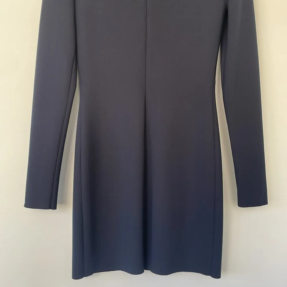 Amanda Uprichard Revolve Navy Blue Long Sleeve Raw Hem Dress Shoulder Pads Small - Image 9