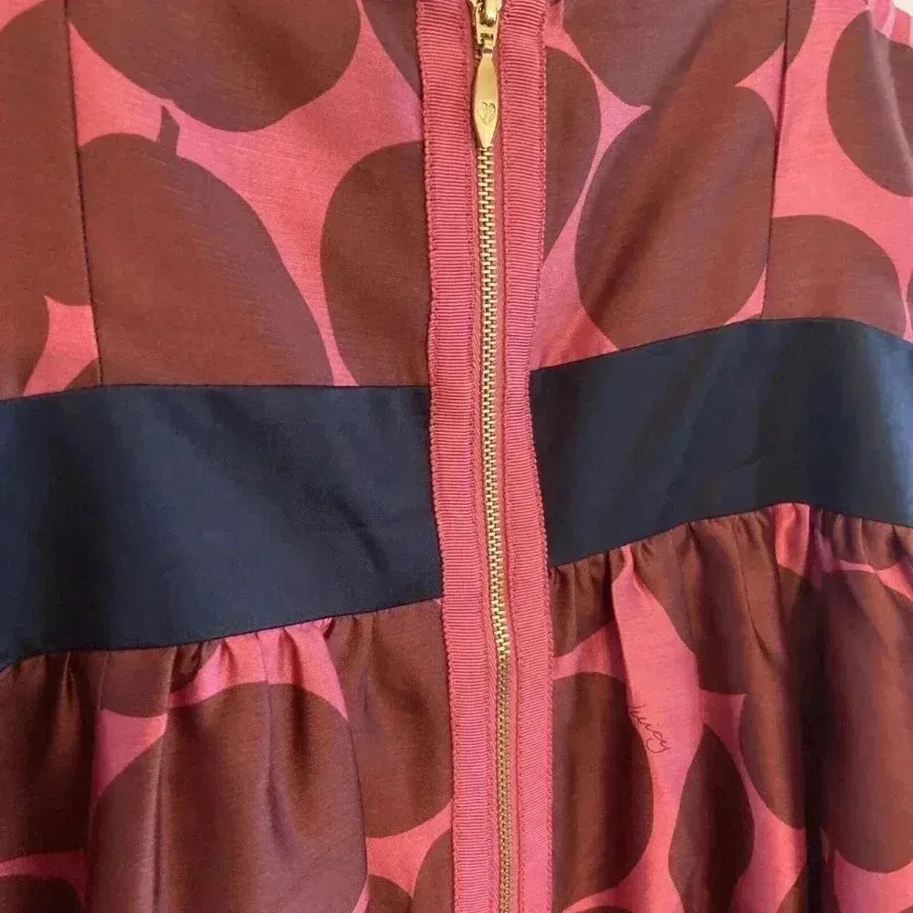 JUICY COUTURE‎ Apple Print PINK Sleeveless SILK BUBBLE DRESS Size 8 Preppy Party - Image 3