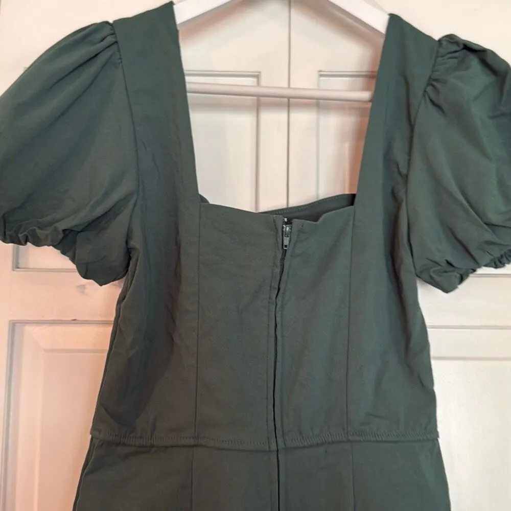 Trixxi green puff sleeve fitted mini dress size small - Image 7