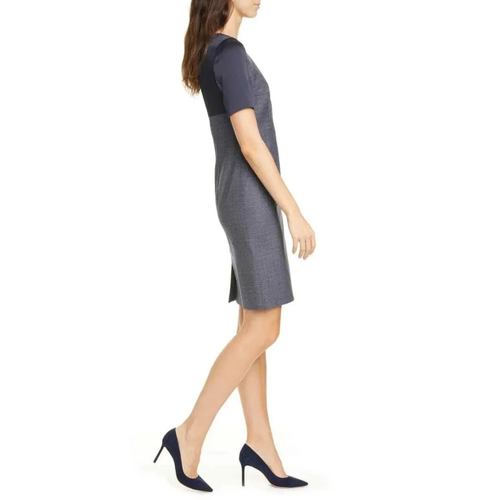 NWT BOSS Hugo Boss Dirusa in Pilot Fantasy Crosshatch Virgin Wool Dress 6 - Image 10