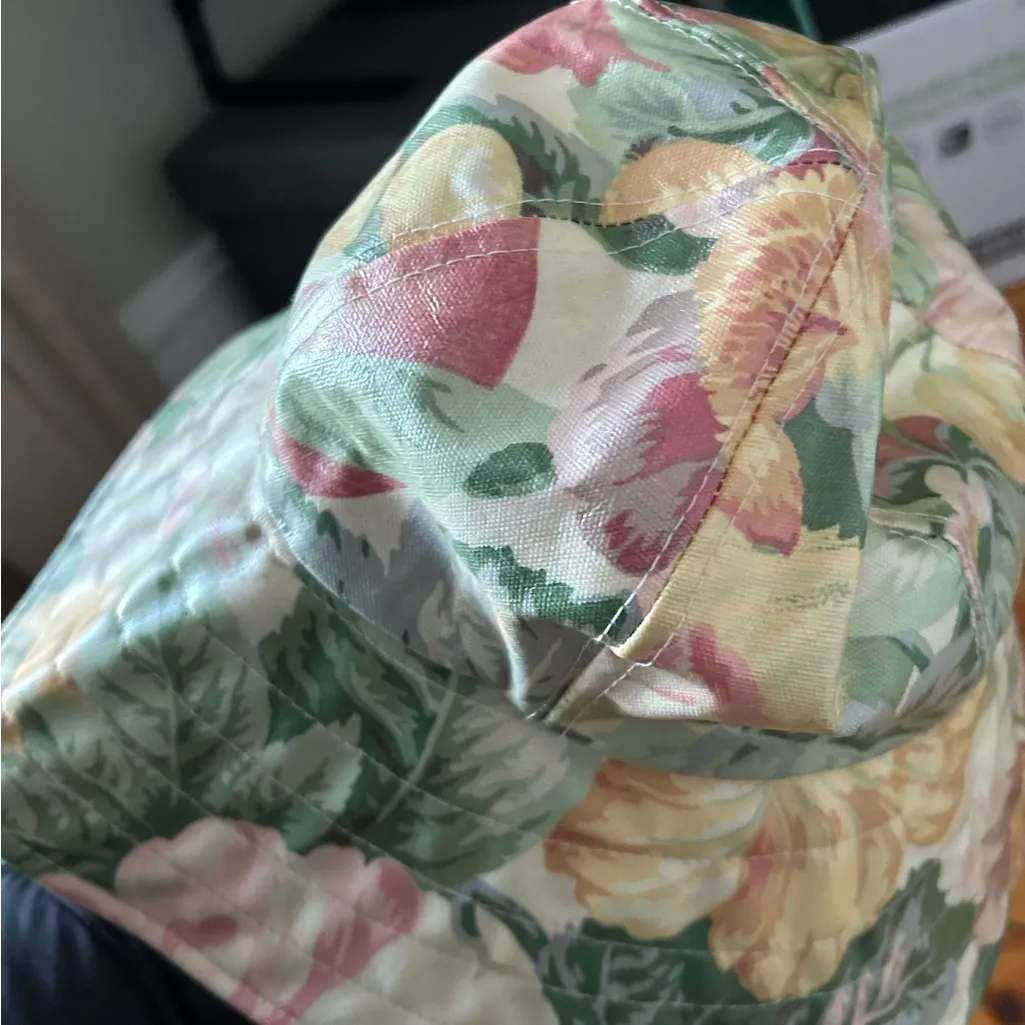 NWT Nordic House Designs Vintage 1990s Floral Coated Cotton Bucket Hat One Size Pink - Image 4