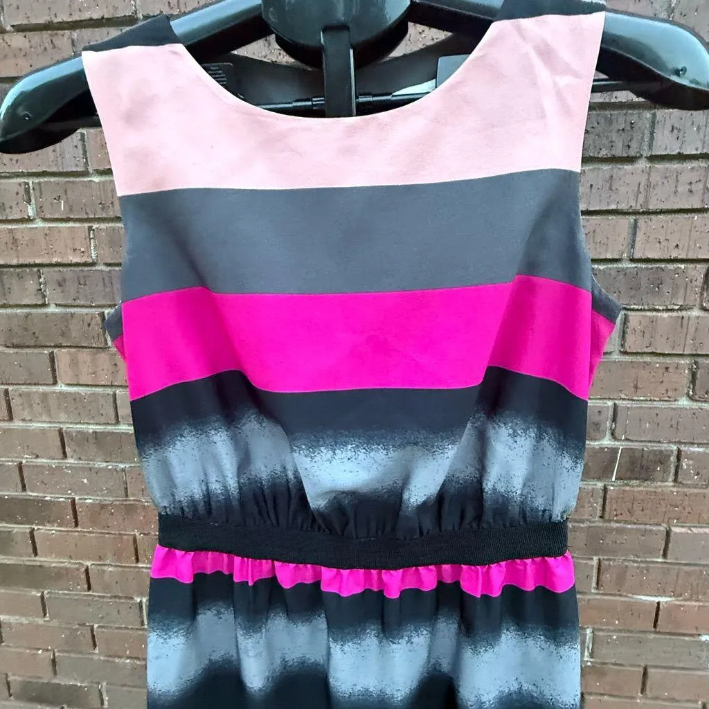 Ann Taylor LOFT Striped Pink Gray Sleeveless Mini Dress Size Petite XS XSP - Image 3