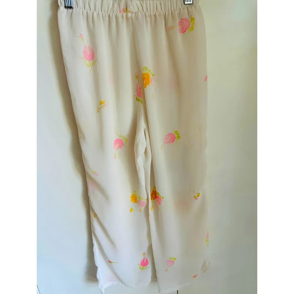 Vintage Sheer Floral Print Capri Style Pant Pj Pants Size 4 Coquette ballerina White - Image 5