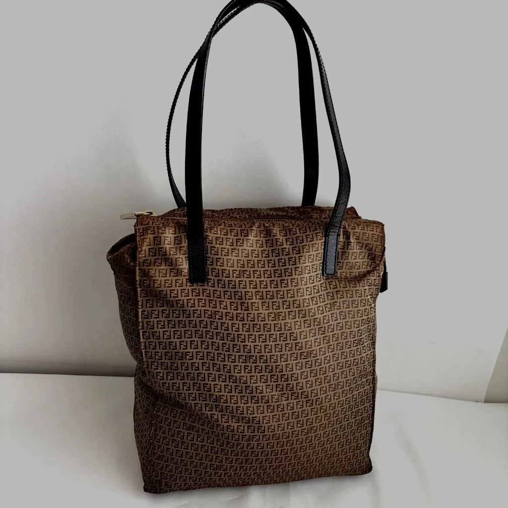 Authentic Fendi Zucca monogram tote bag nylon/leather - Image 10