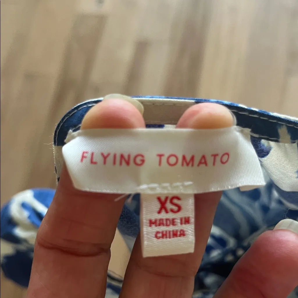 Flying Tomato Blue White Cotton Dress Mini Flutter Sleep Ruffle Hem New - Image 5