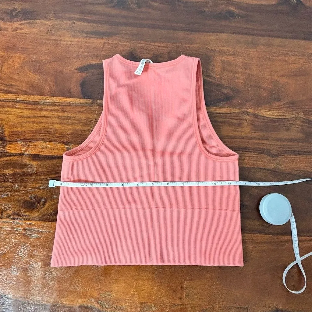 Athleta Women's‎ XS Peach Cropped V-Neck Ribbed Tank Top Sleeveless - Image 4