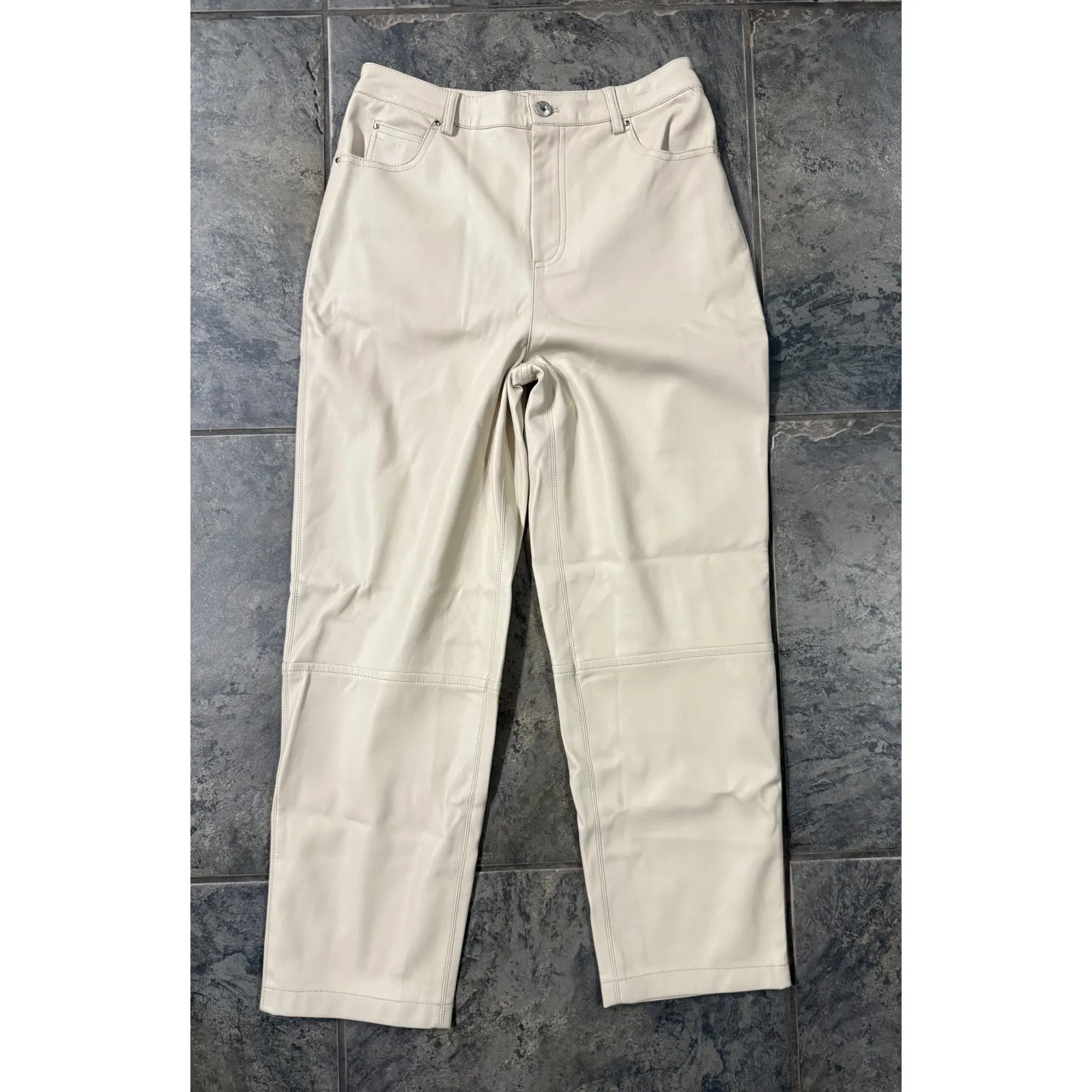 New! Ted Baker London Plaider Faux‎ Leather Panel Crop Trousers  Sz 2/4 $225 - Image 5