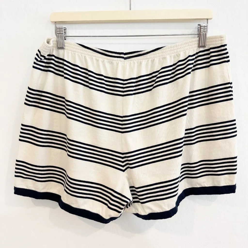 Kule The Bundle‎ Striped Casual Loungewear Shorts in Cream Navy Blue Logo Summer Size XXL - Image 8