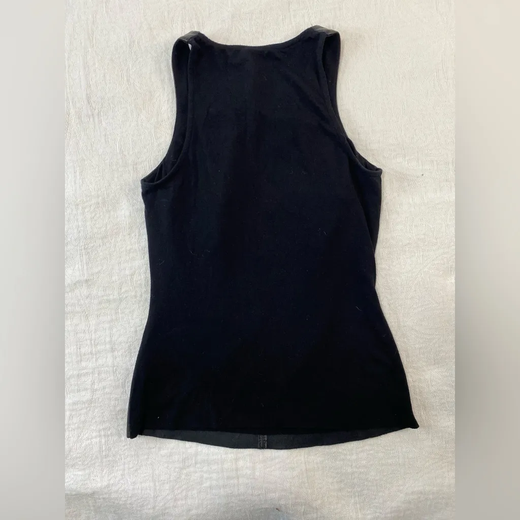 Bailey 44 Women XS Black Faux Leather Sleeveless Tank Stretch Back USA Made - Image 2