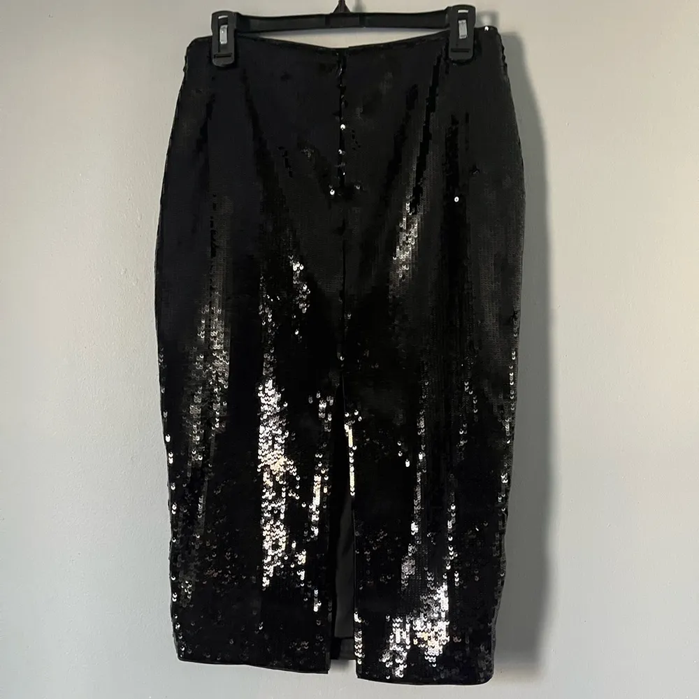 Theory black high slit fluid sequin skirt size 0 NWT - Image 5