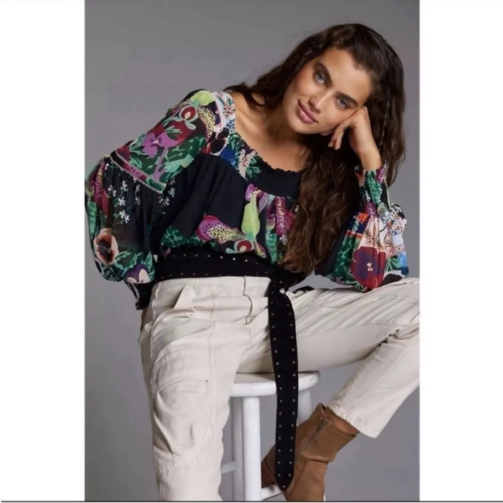 NWT Anthropologie Lil Sire floral tropical bohemian blouse size SP - Image 5