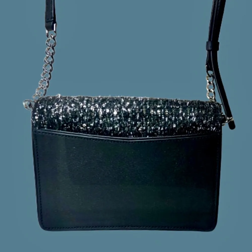 KATE SPADE Black and Silver Slide Lock Clutch Crossbody Bag Silver Accents NWOT - Image 2