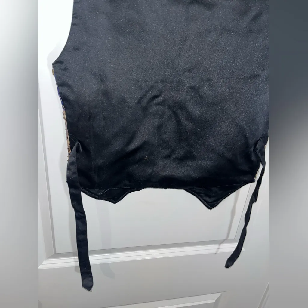 Nouveau Monde VTG 1990's Beaded Sequined Vest Petite Small Victorian GreatGatsby Blue Size undefined - Image 13