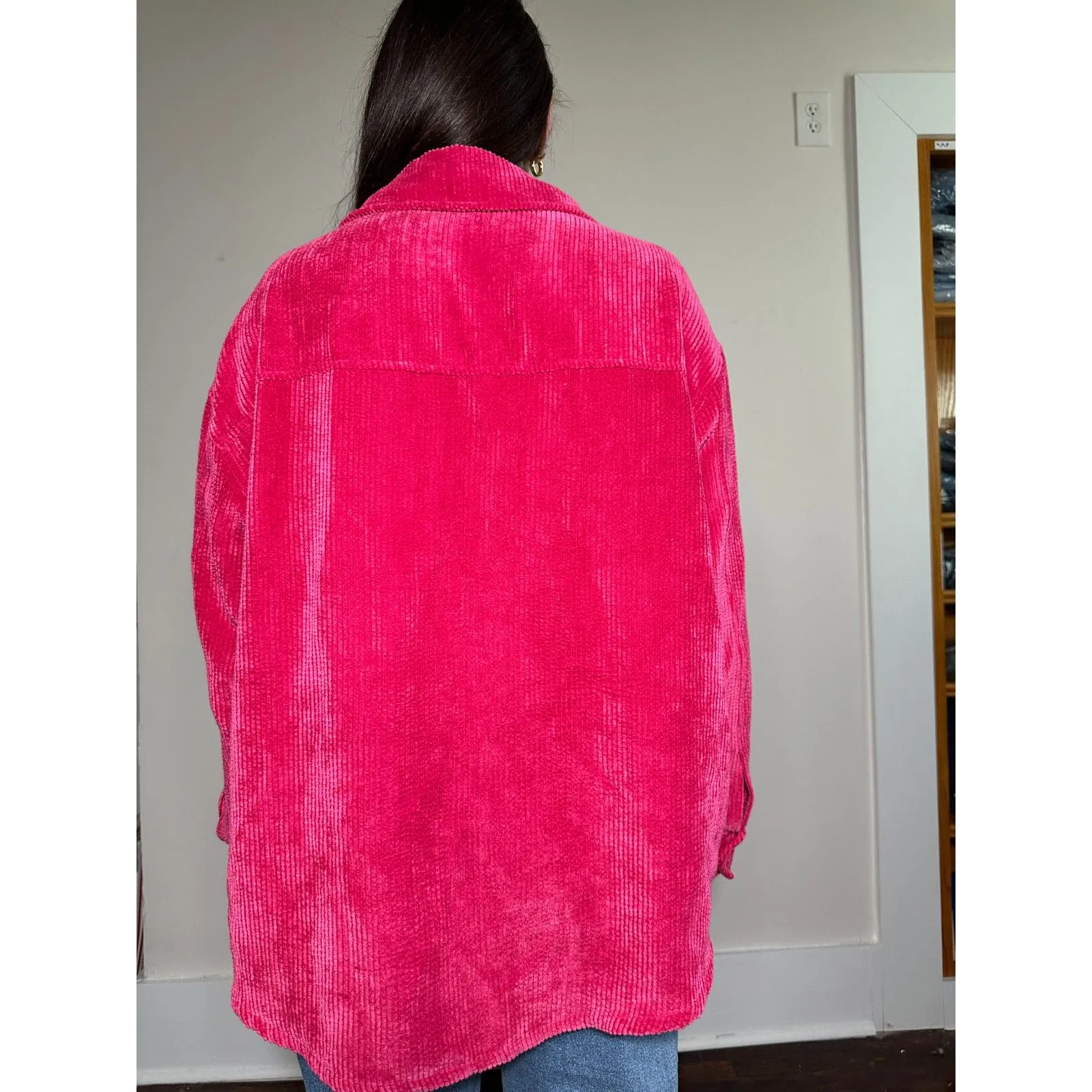 Wild Fable Hot Pink Corderoy Button Up Shirt Jacket Size XXL - Image 3