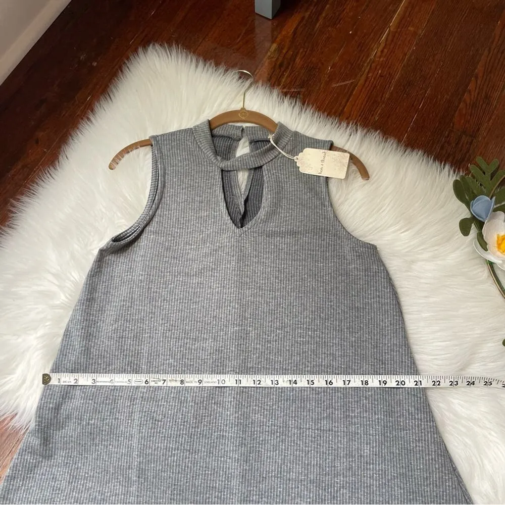 Grey Ribbed Mini Dress Texture NWT Size Small - Image 8