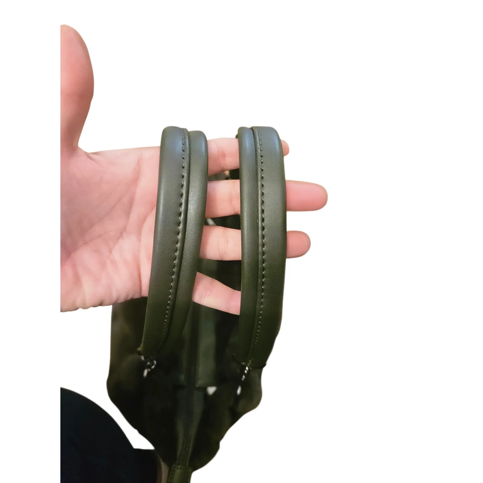 Expressions NYC Faux Fur Shoulder Bag Chain Strap Top Handle Olive Green - Image 6