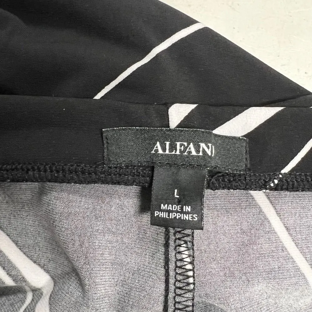 ALFANI Womens Pull On Black White Printed Wide Leg High Rise Pants Size Large - Image 4