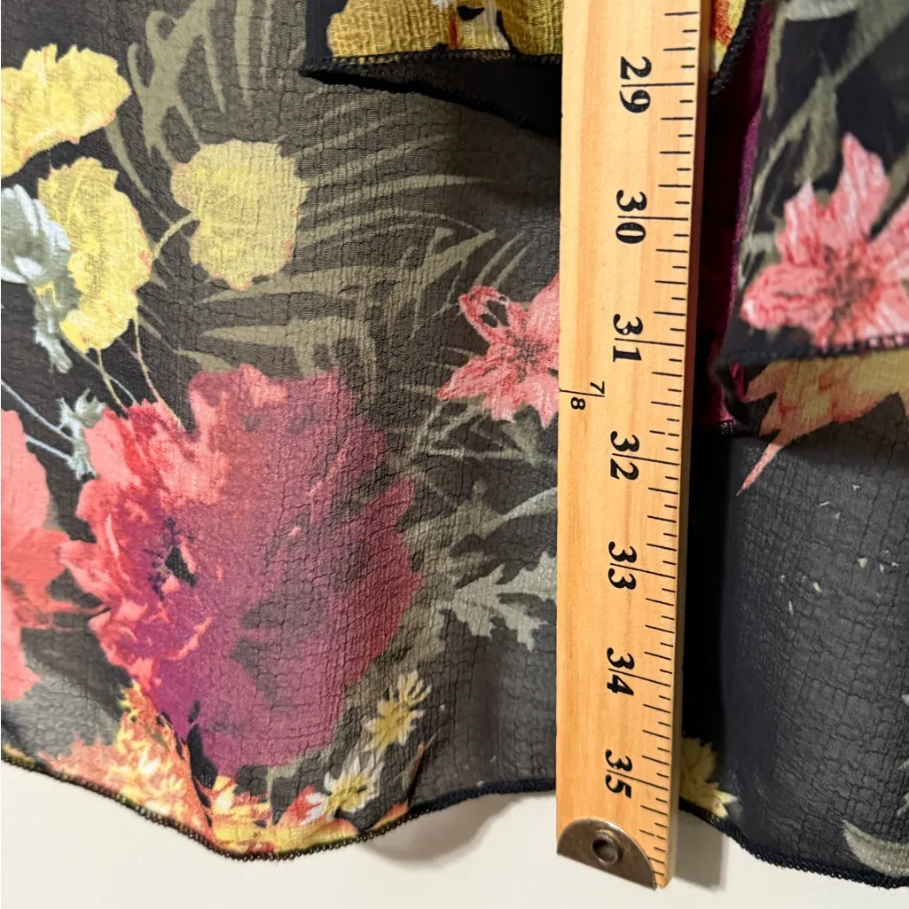 EMORY PARK women’s size large black Caley crochet floral detail kimono sheer NWT - Image 3