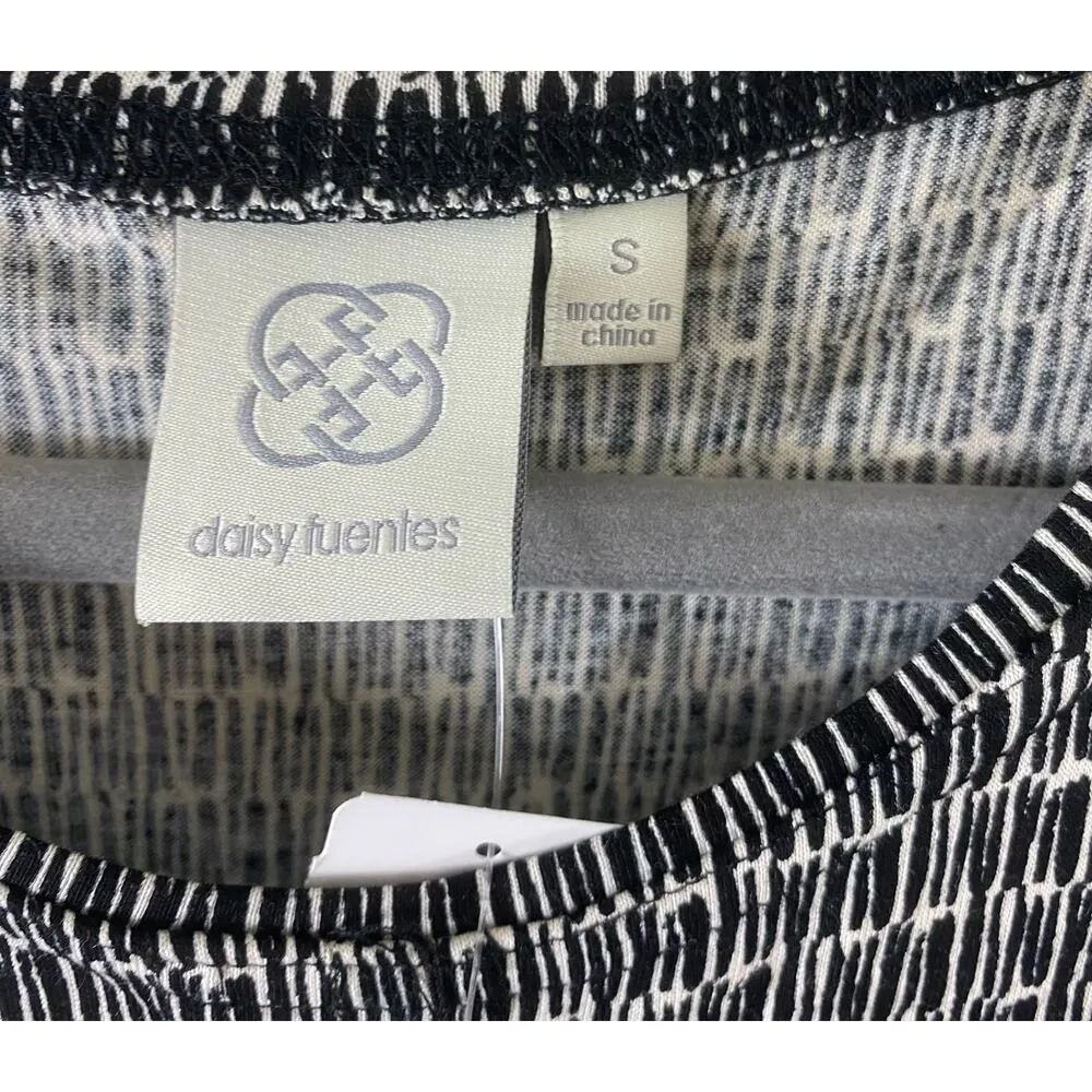Daisy Fuentes NWT Round Neck Black White Jersey Sleeveless Stretchy Top Size S - Image 5