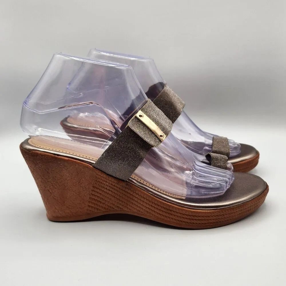 Fashion Heels Silver Open Toe Slide Platform Heels Women's Size 39 8.5 - Image 2