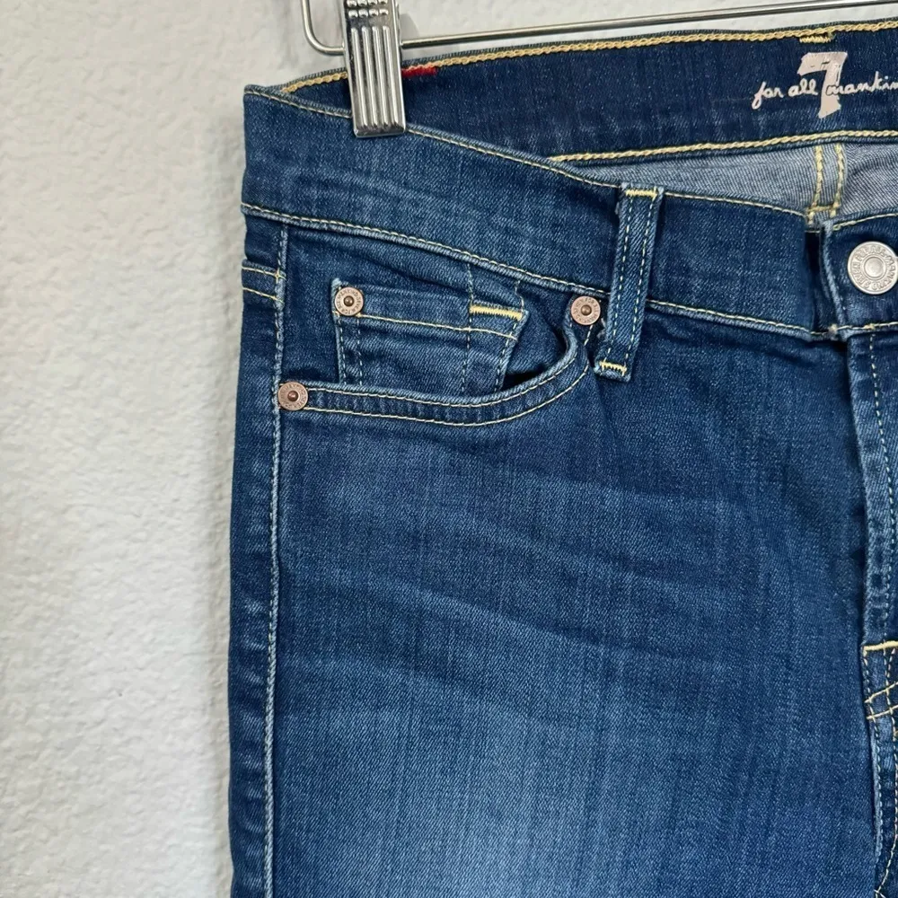 7 For All Mankind Women Cropped Ankle Gwenevere Mid Rise Washed Blue Jeans Sz 28 - Image 4