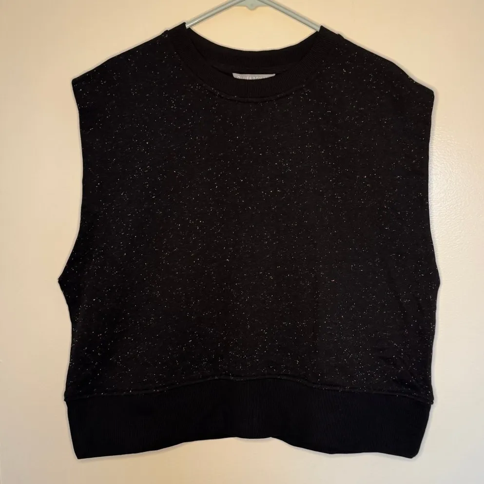 Olivar Bonas Black Speckled Sleeveless Sweatshirt Vest Size 12 - Image 3