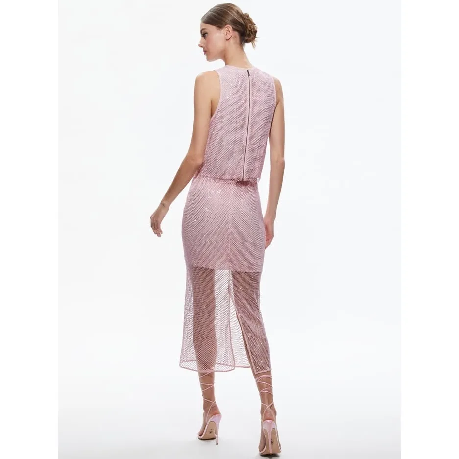 Alice + Olivia Maeve Crystal-Embellished Midi Skirt pink size 12 - Image 4