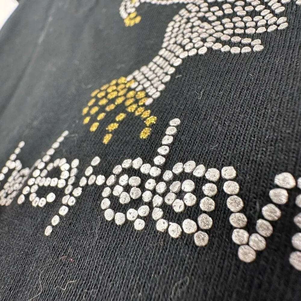 Harley Davidson Women’s Studded Silver Eagle Short Sleeve Small Shirt Cropped‎ Black - Image 9