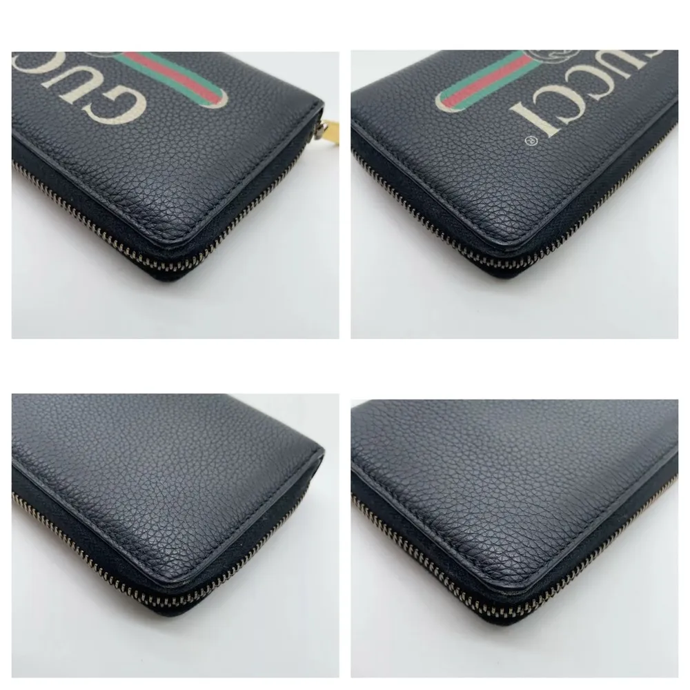Gucci black pebbled leather full zip around wallet with box - Image 12
