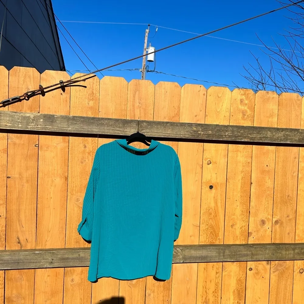 Maggie Barnes blouse blue stripe button down‎ vintage size 18/20W lightweight - Image 6