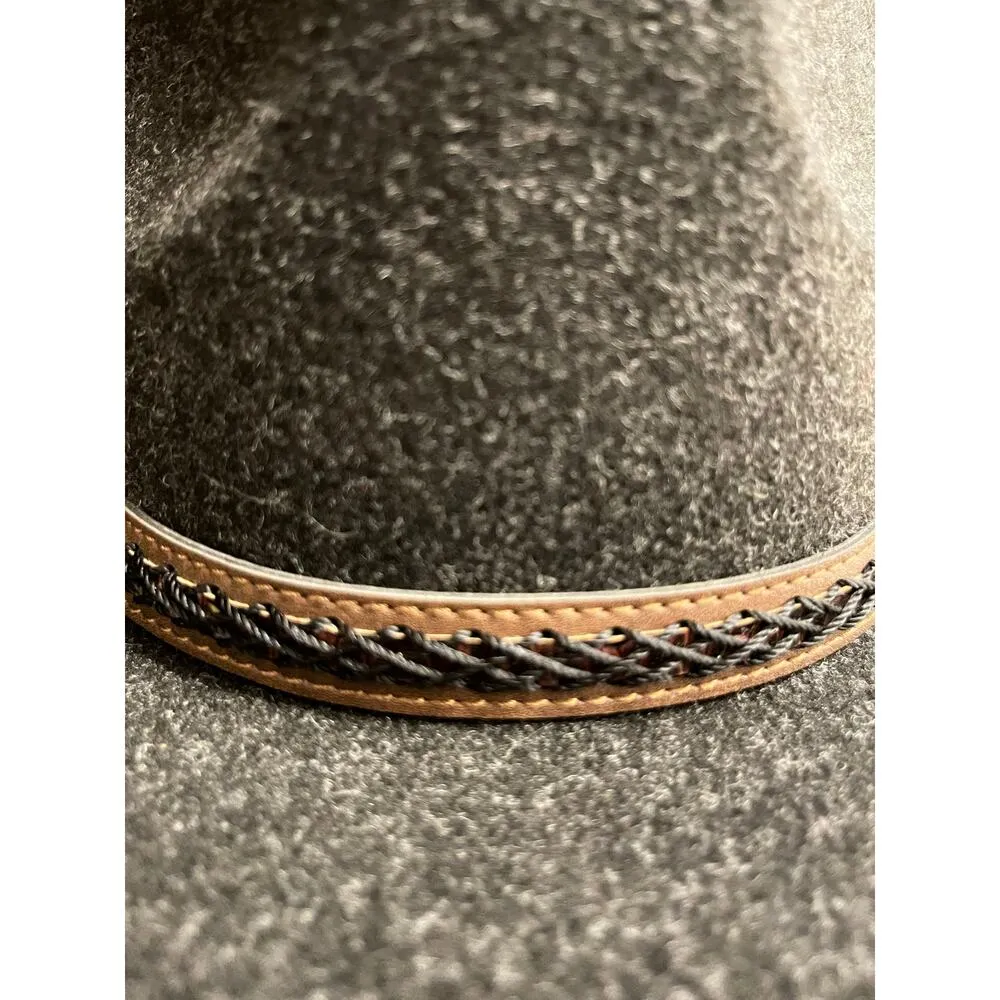 C. C. wide brim felt hat black with brown band - Image 8