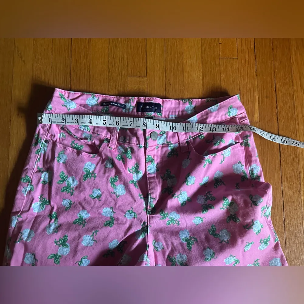 Charter Club Pink Hydrangea Bristol Printed Skinny Ankle Jeans Pants, Size 8 - Image 4