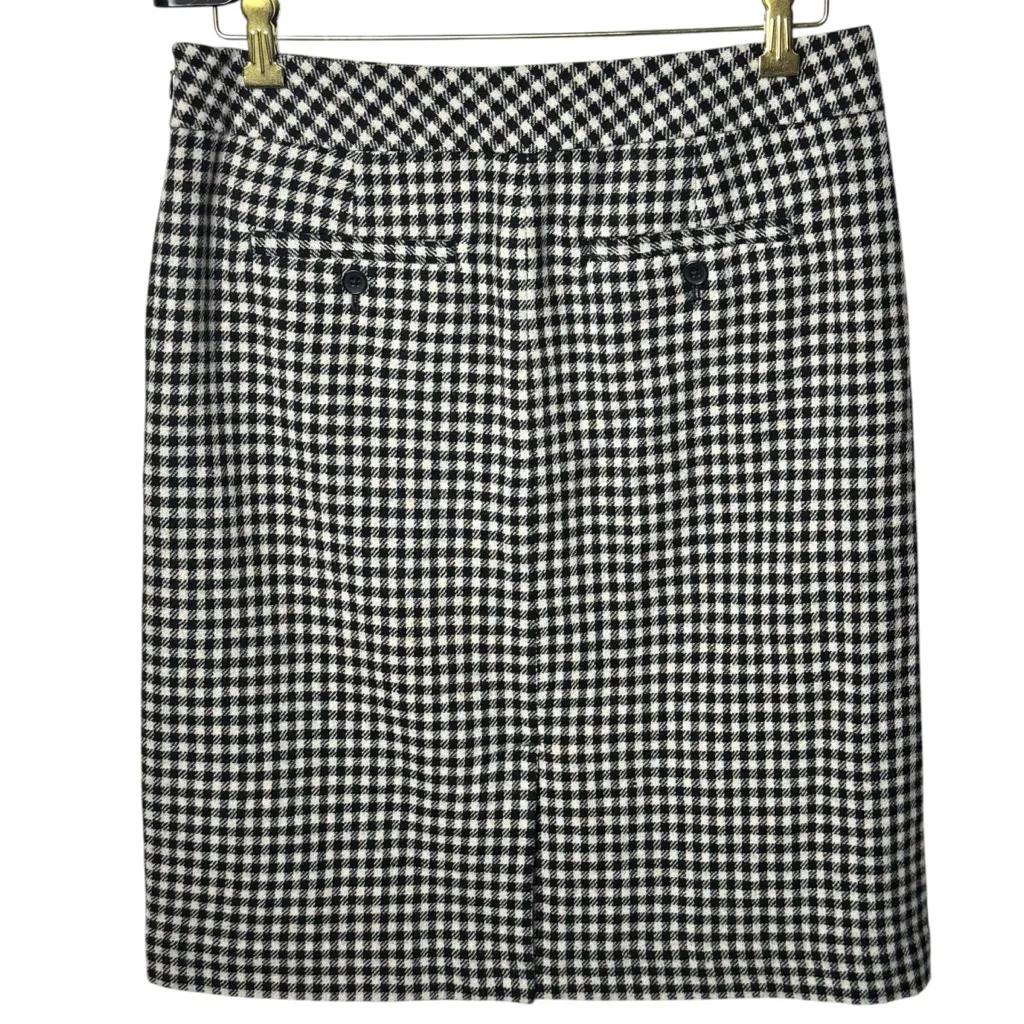 NEW Eddie Baeur Ivory Black Check Wool Blend Holiday Skirt Cozy Capsule Chic 6 - Image 5