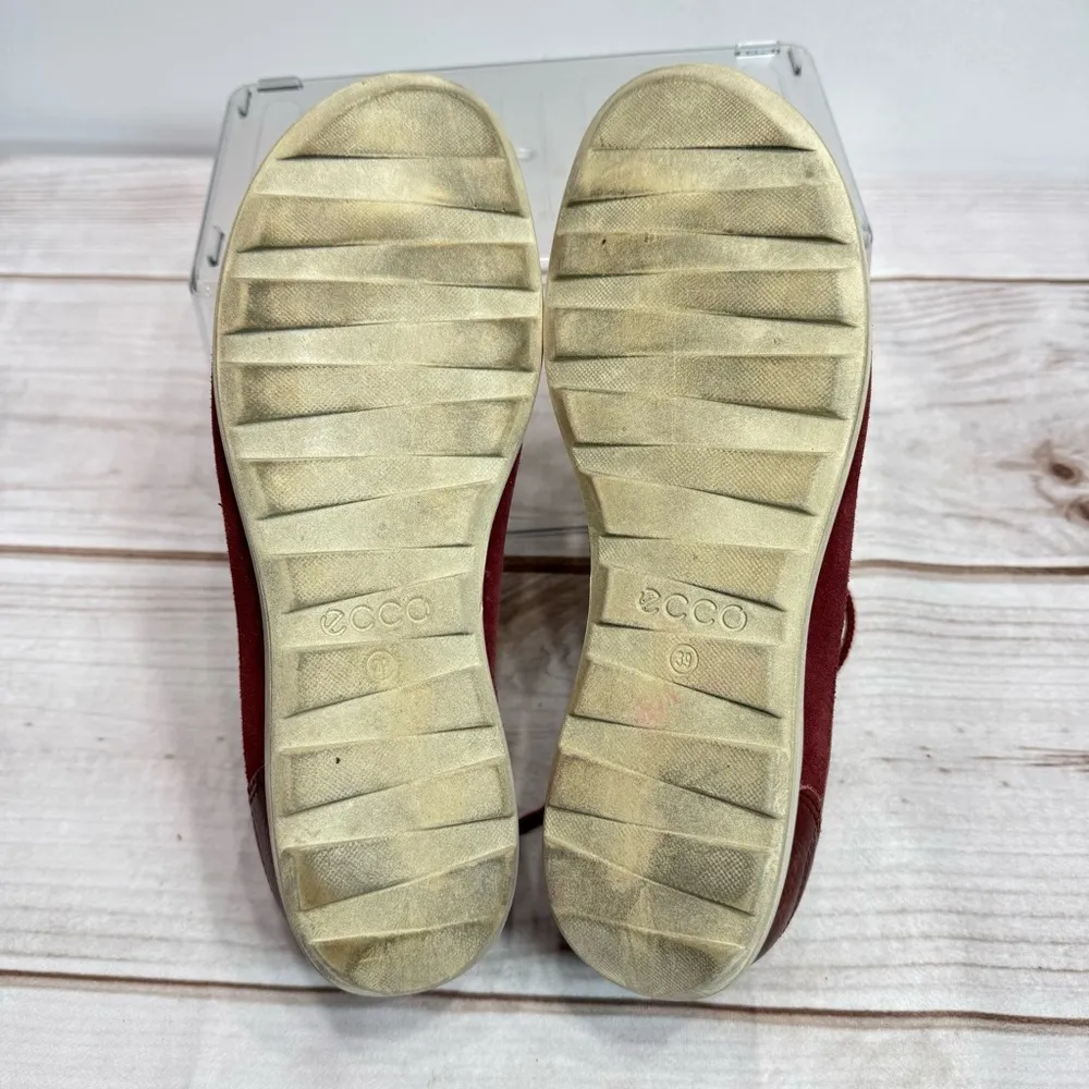 Ecco Cayla Burgundy Wine Genuine Leather Lace Up Sneakers Red Size 8.5 - Image 11
