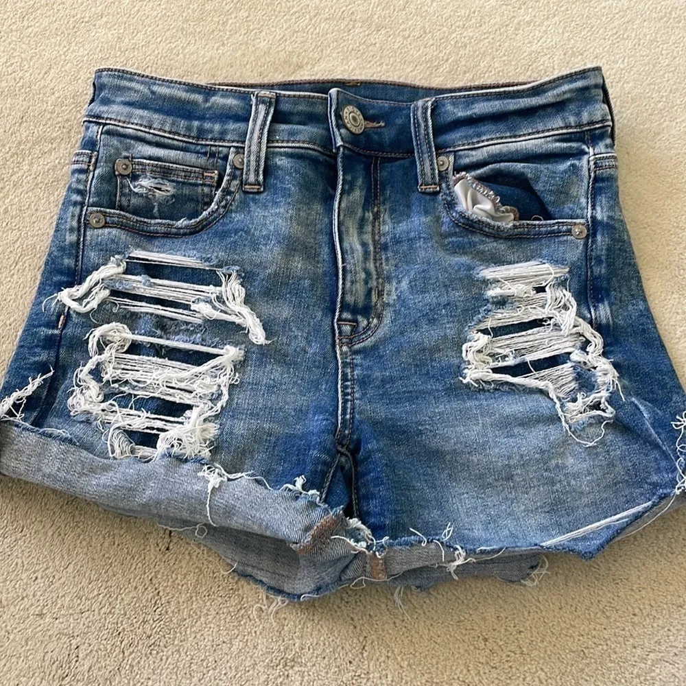 American Eagle AE Next Level Hi-Rise Shortie Denim Distressed Shorts - Image 2