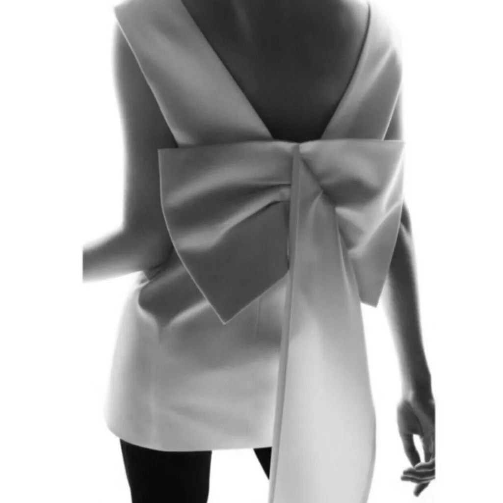 Zara Short waistcoat dress with lapel collar with voluminous back bow  NEW - Image 4