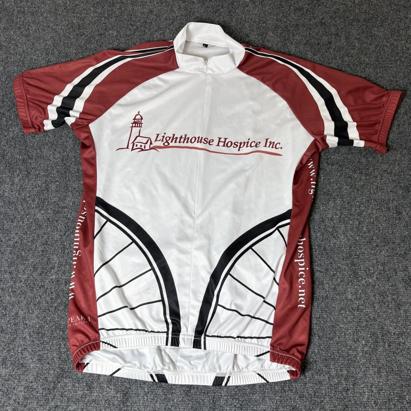 Lighthouse Hospice Jersey Adult L White Red‎ Half Zip Polyester Back Pockets Size L - Image 2