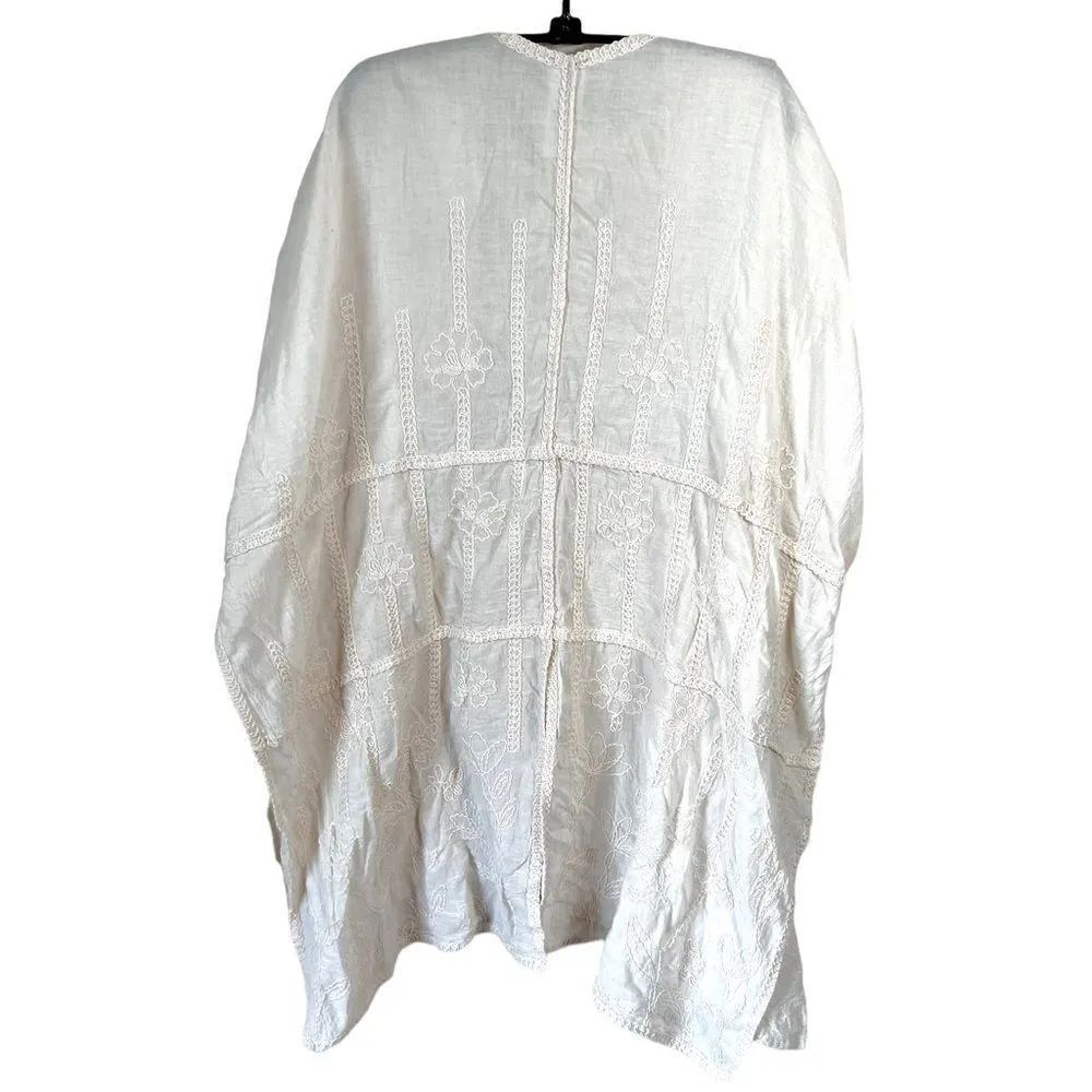 Chico’s Floral Embroidered Neutral Kaftan Ruana Wrap - Image 8