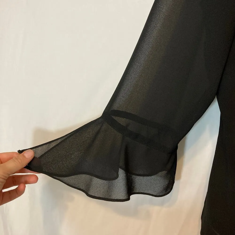 Vintage Plaza South Black Ruffle Embroidered Two Piece Blazer Skirt Set Suit Size 10 - Image 4